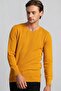 Men's Slim Fit Slim Fit Crew Neck Honeycomb Pattern Mustard Knitwear Sweater