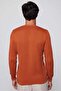 Men's Slim Fit Crew Neck Honeycomb Patterned Cinnamon Knitwear Sweater - 5