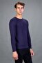 Men's Standard Fit Regular Cut Crew Neck Honeycomb Patterned Purple Knitwear Sweater - 2
