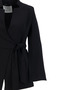 Black Slim Fit Sleeve Detailed Jacket with Tie Detail at the Waist - 5