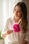 Pink Color Monster Figured Charm Attachable Hair Brush/Comb