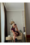 Half Buttoned Short Sleeve Mini Polo Collar Knitwear College Dress Bordo - 5