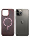 iPhone 14 Pro Leather Case, MagSafe, Slim Fit, Durable, Metal Buttons, Dark Brown