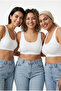 3-Pack Corded Fabric Knitted Bustier Shaping / Sculpting Crop Tank Tops with Thick Straps and Removable Pads - 8