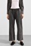 Zipper and Pencil Detail Jacket and Trousers Denim Two-Piece Set Gray 9396-Tk - 7