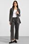 Zipper and Pencil Detail Jacket and Trousers Denim Two-Piece Set Gray 9396-Tk - 4