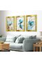 Watercolor Look Blue Flower 3 Piece Plexiglass Mirrored Painting - 3