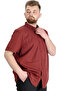 Mode XL Large Size Men's Shirt Gabardine Short Sleeve Single Pocket 23302 Claret Red - 3