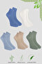 5 Pairs Men's Embossed Pattern Bamboo Seamless Booties Socks - 2