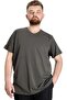 Big Size Men's T-Shirt Lycra V-Neck 20150 Khaki - 3