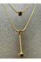 Steel Gold Double North Y Necklace - 7
