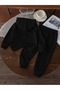 Double Line Paris Printed Cotton Kids Hoodie Set - Black Jogger Printed Girls Boys - 3