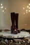 Pennyy Burgundy Patent Leather Women's Double Platform Thick Heel Boots
