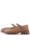 Genuine Leather Tan Velcro Thick Soled Girls' School Shoes - 6