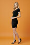 Women's Short Sleeve Adjustable Length Drawstring Black Dress - 7