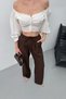 Women's Trousers with Lace-Up Waist, Pleated Detail, Double Pockets, Wide Leg Pants - 6