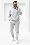 Men's Soft Textured Oversize Hooded Tracksuit Set with Elastic Legs - Casual