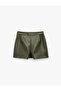Slim Fit A-Line Mini Satin Short Skirt with Slit Detail - 4