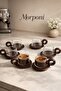 Borosilicate Glass Turkish Coffee Cup with Acacia Strappy Handle and Optical Striped Design 90 cc