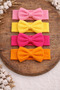Baby Girl & Child Bow Bandana Set of 4 (Pink/Lemon/Fuchsia/Mustard)
