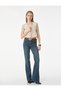 Buttoned Pocket Slim Fit Low Waist Flared Jean Trousers - Flare Jeans