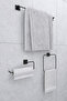 Jasmin Adhesive Black Square 3-Piece Bathroom Set |   Long Towel Holder, Ring Towel Holder, Solo Towel Holder - 2