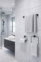Jasmin Adhesive Black Square 3-Piece Bathroom Set |   Long Towel Holder, Ring Towel Holder, Solo Towel Holder