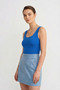 Round Neck Strappy Tank Top Bady Satin Blouse - 2