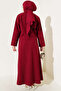 Women's Double Fabric Tie-Front Skirt Suit - Burgundy - 3