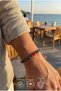 Hematite Natural Stone Men's Style Bracelet – Steel Design with Coral and Indian Agate Detail - 4
