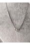 Zircon Stone Double Snap Ring Silver Color Anti-Tarnish Steel Necklace - 3