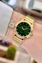 Women's Wrist Watch and Bracelet with Green Dial Gold Color Adjustable Band - 3