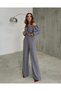 Drop-Shoulder Summer Elastic Bohemian Beach Pants Crop Midriff-Baring Women's Set - 4