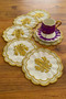 Lalegül 6-Piece Special Embroidered Linen Coffee Serving Napkin, Coffee Cocktail Napkin-Gold