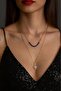 Special Design Original Sapphire Stone Gold Steel Chain Necklace Set with Heart