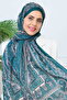 شال قطني بنمط عرقي قديم أخضر زمردي (70 × 180 سم) - 3