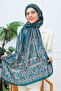 شال قطني بنمط عرقي قديم أخضر زمردي (70 × 180 سم)