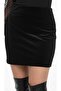 Unlined Velvet Mini Skirt with Elastic Waist - 3