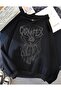 Black Color Carnflex Large Printed Gothic Fleece Hoodie - 3