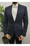 Navy Italian Style Slim Fit Classic Men's Blazer Jacket - 4