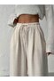 Women's Beige Linen Textured Balloon Pants - 7