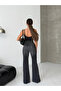 High Waist Anthracite Washed Leg Detail Wide Leg Jeans - 6