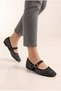 Black and White Stone Design Arched Thin Heeled Women's Daily Ballerina Shoes - 2