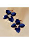 Blue New Elegant and Noble Earrings Blue Flower Crystal Camellia Earrings Ladies Simple Christmas Ea - 5