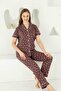 Plum Front Buttoned Short Sleeve Pajama Set 2732Ky - 2