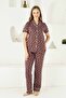 Plum Front Buttoned Short Sleeve Pajama Set 2732Ky - 3