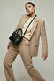 Neylo Leather Cross Strap Handbag with Zipper and Magnet Closure Navy Blue Tan - 8