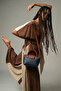 Neylo Leather Cross Strap Handbag with Zipper and Magnet Closure Navy Blue Tan - 7