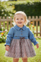 Babydola Denim Fabric Leopard Detailed Baby Girl Dress