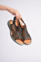 Black Genuine Leather Women's Sandals - 8
